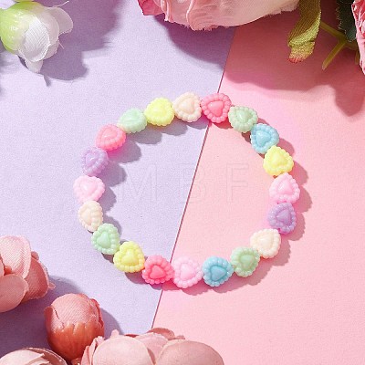 Candy Color Heart Acrylic Beaded Kid Stretch Bracelets for Girls BJEW-JB10222-1