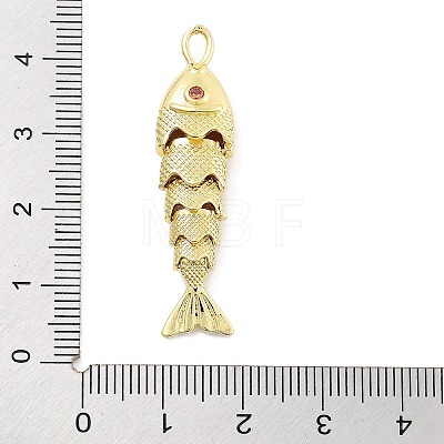 Fish Rack Plating Brass Micro Pave Cubic Zirconia Pendants KK-Z071-72B-01G-1