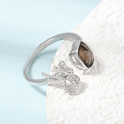 Brass Micro Pave Cubic Zirconia Finger Rings CU-CBA260E-12P-1