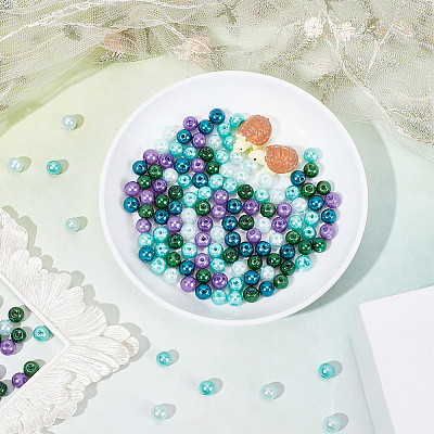 200Pcsg Ocean Mix Pearlized Glass Pearl Beads HY-HY0001-03A-1