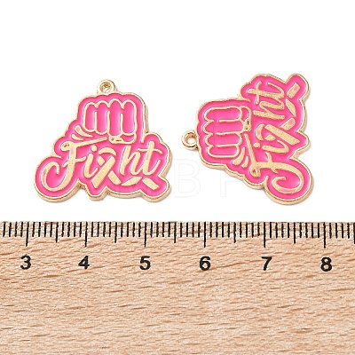 Breast Cancer Awareness Ribbon Zinc Alloy Enamel Pendants ENAM-I079-02G-08-1