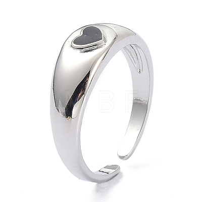 Platinum Enamel Heart Open Cuff Rings KK-C224-09P-1