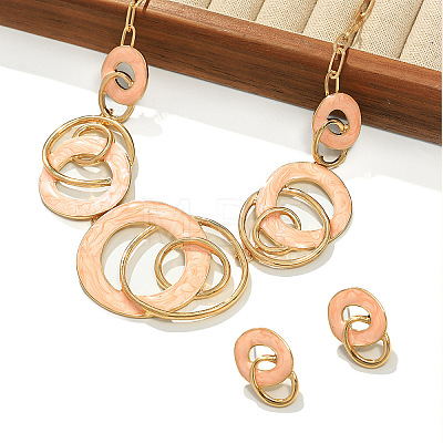 Alloy Enamel Pendant Necklaces & Stud Dangle Earrings Sets FS-WG52143-03-1