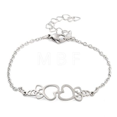 Non-Tarnish Stainless Steel Cable Chain Link Bracelets for Women Men STAS-Z061-01P-09-1