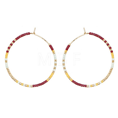 Handmade Glass Seed Beads Hoop Earrings HQ0649-1-1