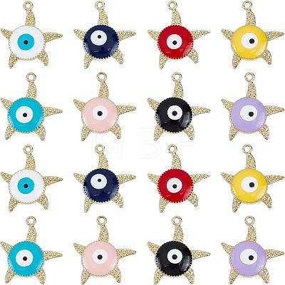 SUPERFINDINGS 16Pcs 8 Colors Alloy Enamel Pendants ENAM-FH0001-13LG-1