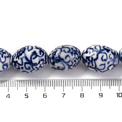 Handmade Blue and White Porcelain Beads PORC-I027-16D-1