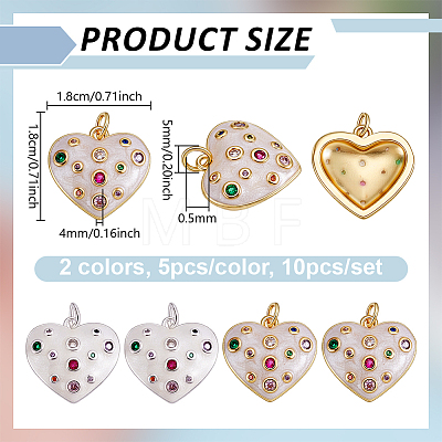 10Pcs 2 Colors Eco-Friendly Brass Micro Pave Cubic Zirconia Pendants KK-GA0002-54-1