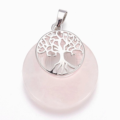 Natural Rose Quartz Pendants G-F573-C12-1