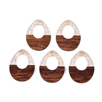 Epoxy Resin & Walnut Wood Pendants RESI-T057-12D-1