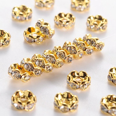 Rack Plating Brass Rhinestone Spacer Beads RSB028NF-01G-01-1