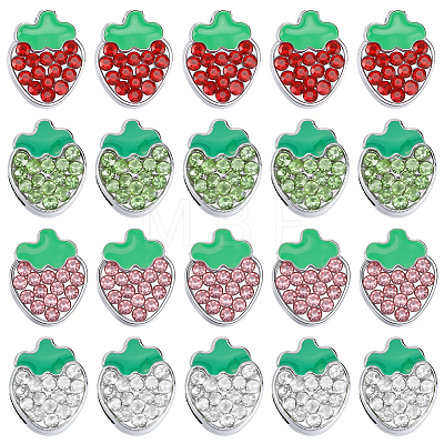 24Pcs 4 Styles Zinc Alloy Rhinestone Slide Charms ALRI-SC0001-66-1