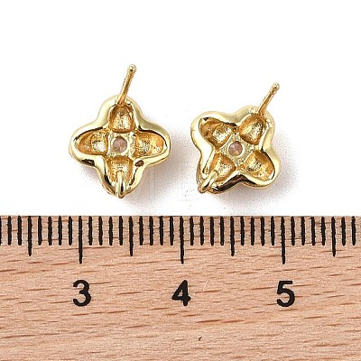 Brass with Cubic Zirconia Stud Earrings Findings KK-B087-11G-1