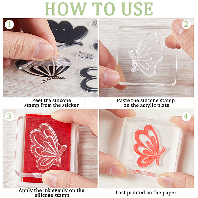 CRASPIRE 4Pcs 4 Styles Plant Clear Silicone Stamps DIY-CP0009-80B-1