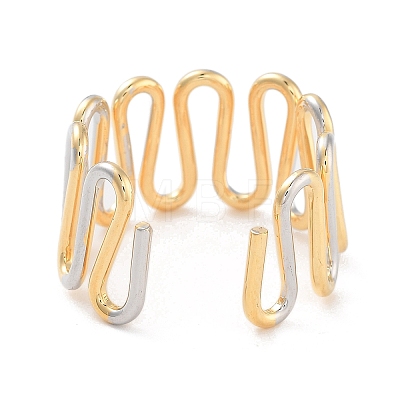 Brass Open Cuff Ring for Women RJEW-C102-20GP-1