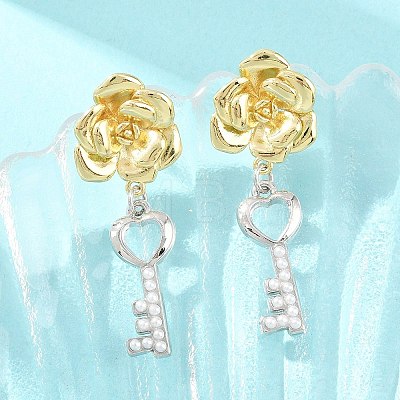 Brass Stud Dangle Earrings EJEW-G471-35GP-1