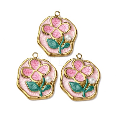 304 Stainless Steel Enamel Pendants STAS-P406-26A-G-1