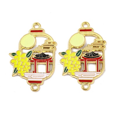 Rack Plating Alloy Enamel Oval Connector Charms FIND-M020-07G-01-1