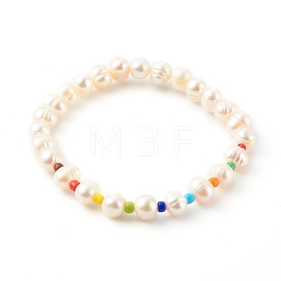 3Pcs 3 Styles Natural Cultured Freshwater Pearl Stretch Beaded Bracelets Sets BJEW-JB06266-1