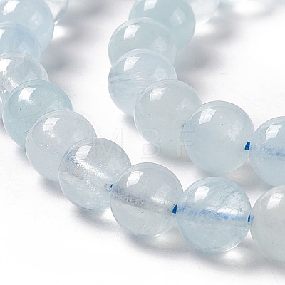 Natural Aquamarine Round Beads Strands G-A204-01-1