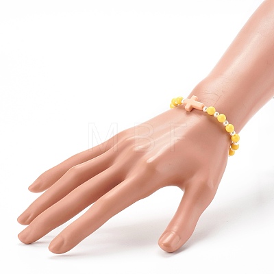Opaque Acrylic Stretch Beaded Bracelets for Kids BJEW-JB06230-1