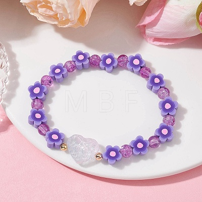 Handmade Flower Polymer Clay Stretch Bracelets BJEW-JB09825-03-1