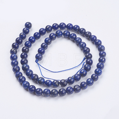 Natural Lapis Lazuli(Filled Color Glue) Beads Strands G-K269-02-6mm-1
