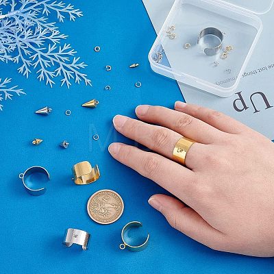 Unicraftale DIY Cone Charm Cuff Ring Making Kit STAS-UN0039-59-1