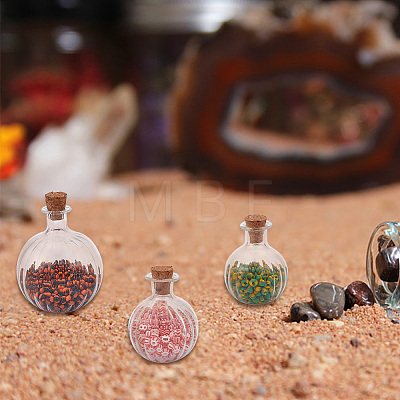 6Pcs 3 Style Chunky Glass Ball Wishing Bottle Ornament AJEW-DR0001-06-1