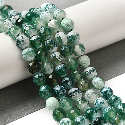 Dyed & Heated Natural Fire Crackle Agate Beads Strands G-P539-B01-21-1