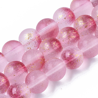 Frosted Spray Painted Glass Beads Strands GLAA-N035-03D-C04-1