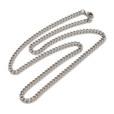 201 Stainless Steel Cuban Link Chain Necklaces NJEW-L173-022P-1