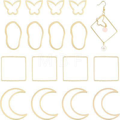 CHGCRAFT 16Pcs 4 Styles Brass Linking Rings KK-CA0001-57G-1