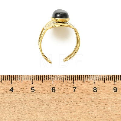Natural Carnelian/Black Agate/Tiger Eye/Lapis Lazuli/Moss Agate Cuff Open Rings RJEW-JR01079-01-1