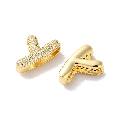 Rack Plating Brass Micro Pave Cubic Zirconia Slide Charms KK-C084-34G-Y-1