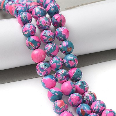 Dyed Synthetic Imperial Jasper Beads Strands G-C168-02A-1