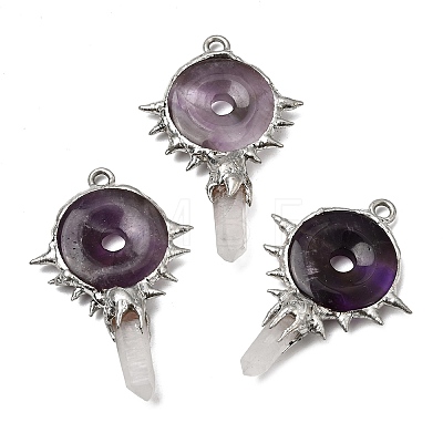 Natural Amethyst Big Pendants G-G466-02P-08-1