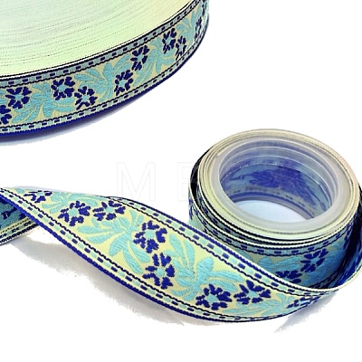 50 Yards Ethnic Style Polyester Flower Jacquard Ribbon for DIY Bowknot Making PW-WG64D4A-01-1