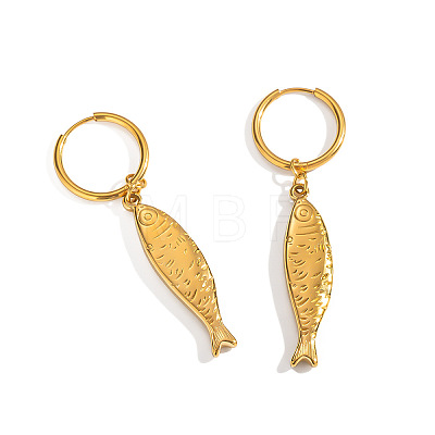 Stainless Steel Fish Hoop Earrings ZZ6845-1