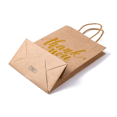 Gold Stamp Thank You Printed Paper Gift Tote Bags ABAG-Q055-03C-1