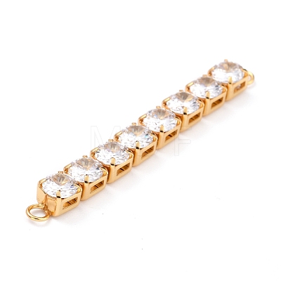 Brass Clear Round Cubic Zirconia Links Connectors ZIRC-G170-23A-G-1