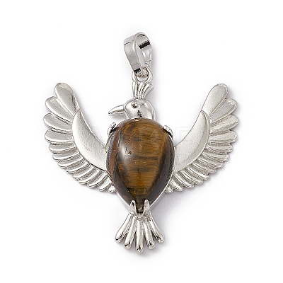 Natural Tiger Eye Pendants G-P484-05P-03-1