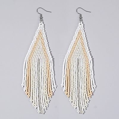 Handmade Glass Seed Beads Tassel Dangle Earrings EN2812-4-1