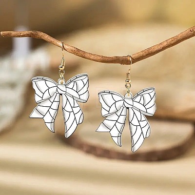 Acrylic Bowknot Dangle Earrings FS-WGE9DF7-04-1