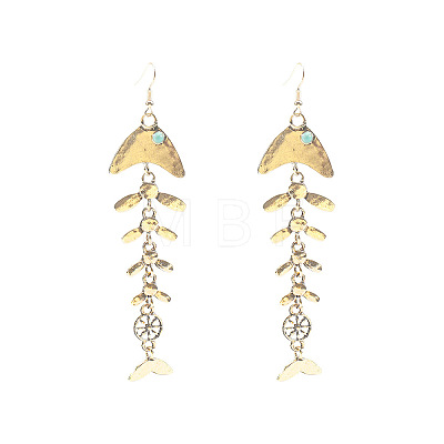 Ocean Alloy & Synthetic Turquoise Dangle Earrings WGCA288-01-1