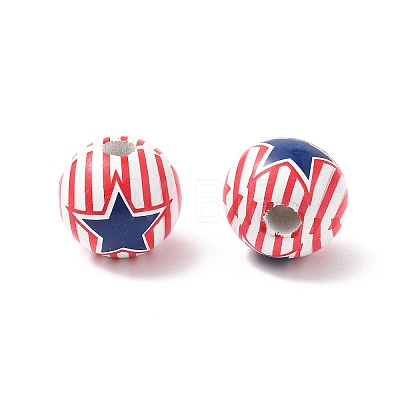 Independence Day Themes Wood European Beads WOOD-I014-01E-1