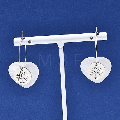 Natural Quartz Crystal & 304 Stainless Steel Hoop Earrings for Women EJEW-G475-05P-02-1
