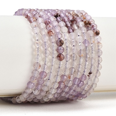 Natural Purple Phantom Quartz Purple Lodolite Quartz Beads Strands G-B175-D07-3mm-1