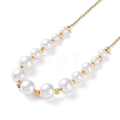 Plastic Pearl Graduated Beaded Necklace NJEW-F317-02G-1