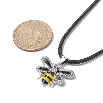 Alloy Rhinestone Bee Pendant Necklaces NJEW-JN04501-1